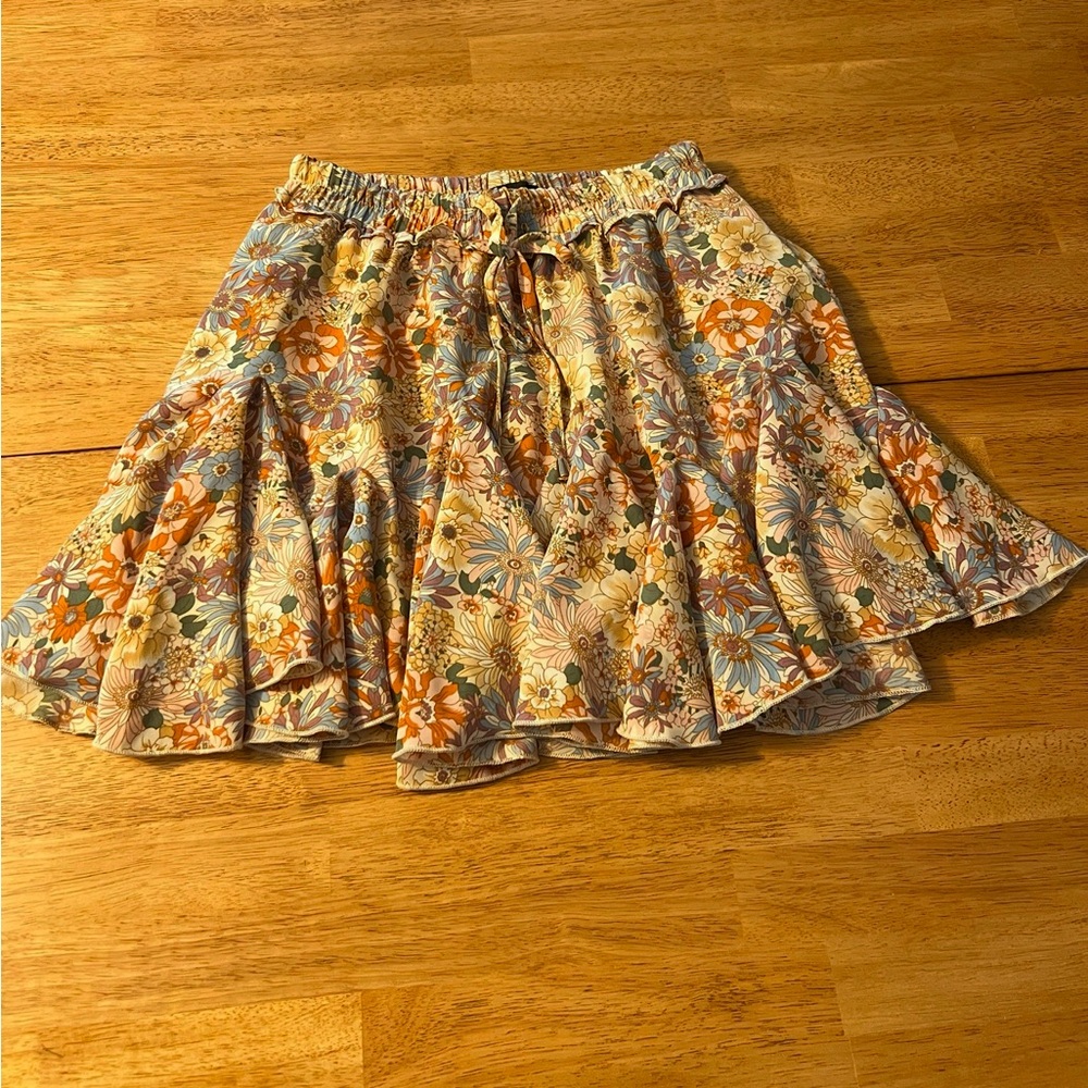 VICI Floral Ruffle Drawstring Skirt, Skort XS EUC